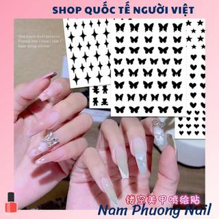 Miếng dán trang trí móng tay kiểu Pháp hình Trái Tim/ Bướm/ Ngôi Sao/ Gấu Xinh Xắn