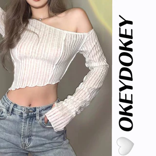 OKDK Áo Thun Tay Dài Dáng Rộng Thiết Kế Độc Đáo Thời Trang Cho Nữ