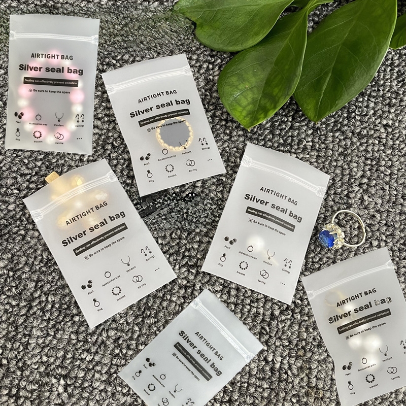 CPE Bạc Cói Túi Vòng Tay Trang Sức Cói Túi Chống Oxy Hóa Matte Vòng Tay Bông Tai Túi Bảo Quản Vòng T