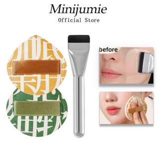 Minijumie Mút Trang Điểm+Cọ Trang Điểm Tán Kem Nền Che Khuyết Điểm Đầu Phẳng Chuyên Nghiệp