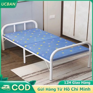 UrbanChic Giường Sắt gấp Gọn cao Sọc xanh hàng nhập khẩu Giường Gấp Văn Phòng khung sắt Gường Gấp Gọn