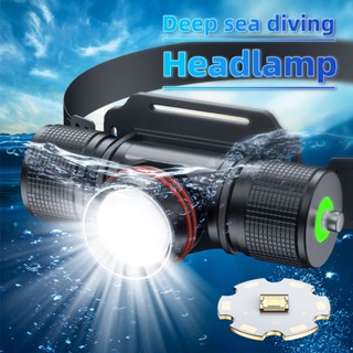 Đèn pha lặn chống nước công suất cao đa chức năng IPX8 có dây đeo đầu LED dưới nước 1500 lumens 4 chế độ Đèn pha lặn biển Đèn pin có thể sạc lại Đèn pin 18650