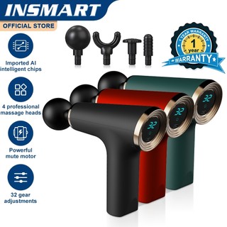 INSMART 32 chế độ 4 đầu máy massage cầm tay Màn hình hiển thị LCD súng massage cầm tay Máy Massage Cầm Tay Mini