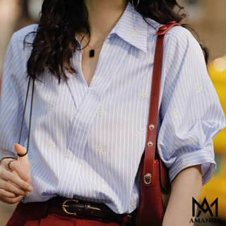 AMANDA Thời trang mới và thanh lịch Lady sọc áo sơ mi áo sơ mi kẻ sọc áo sơ mi sọc áo sơ mi hàn quốc sơ mi nữ hàn quốc áo sơ mi cổ tàu áo sơ mi công sở áo sơ mi nữ tay ngắn áo sơ mi nữ áo sơ mi croptop sơ mi croptop áo sơ mi áo sơ mi nữ kiểu áo sơ mi kiểu