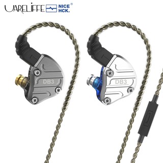 Tai nghe Uareliffe NiceHCK DB3 1BA + 2DD Tai nghe bộ điều khiển lai HiFi Màn hình trong tai Tai nghe IEM Tai nghe điều chỉnh chuyên nghiệp với cáp có thể tháo rời 3,5 mm