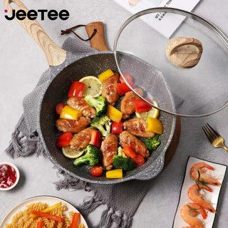 Jeetee Chảo chống dính cho bếp từ làm từ 24/28/32 cm nhôm đúc phủ gốm Không chứa PFOA phù hợp với mọi loại bếp