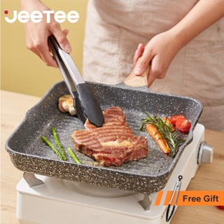 Jeetee 28cm Chảo Nướng Chống Dính Bò Bít Tết Gang Đúc Nguyên Khối Dùng Được Bếp Từ