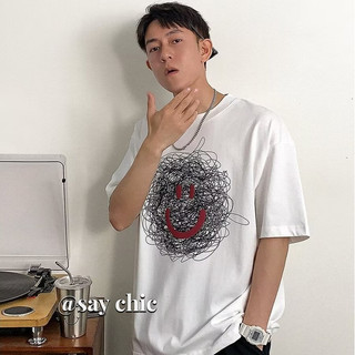Áo thun nam SAY CHIC mùa hè xu hướng mới thời trang cá tính in hàng đầu dáng rộng giản dị phù hợp với cổ tròn ngắn tay hàng ngày