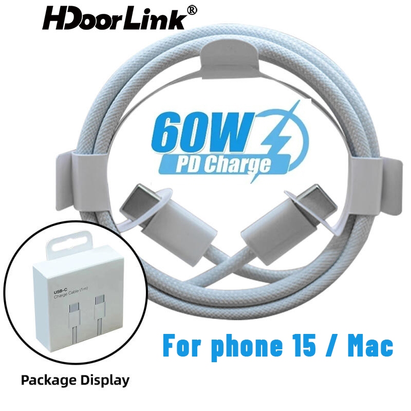 Cáp HdoorLink Type C 60W PD Type C sang Type C Cáp sạc nhanh cho IOS 15 Xiaomi