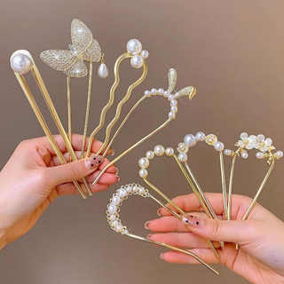 Trâm Cài Tóc Chữ U Đính Ngọc Trai Phối Tua Rua Phong Cách Trung Hoa Mới