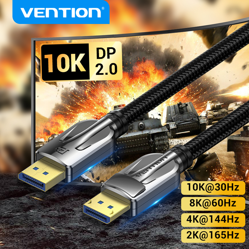 Cáp Vention DP 2.0 Nam Sang Nam 8K HD Cáp Chơi Game 240HZ Hỗ Trợ G-Sync & FreeSync Băng Thông 40Gbps