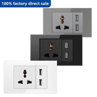 VISWE ổ cắm ổ cắm usb ổ cắm 3 lỗ ổ cắm màu đen ổ cắm màu trắng ổ cắm màu xám,118*72mm Tấm kính