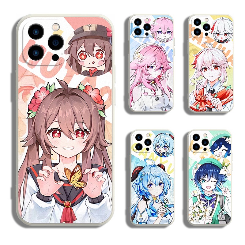 Iphone 12 13 14 PLUS PRO MAX MINI Genshin Impact hu tao Yae Miko TPU Matte Cover Soft Case