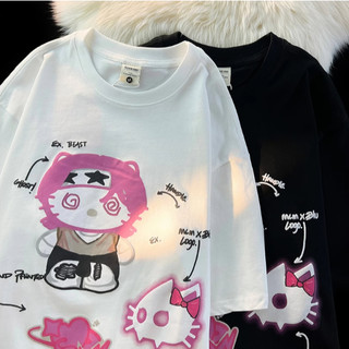Áo thun ngắn tay in hình Cotton nguyên chất dành cho nữ dáng rộng mỏng hơn trông hàng đầu dành cho nữ