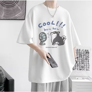 Áo thun ngắn tay nam mùa hè dáng rộng nửa tay in đơn giản