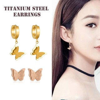 Mới Hai Lớp Thiết Kế Lập Thể Bông Tai Bướm Cho Nữ, Bông Tai Thép Titan Không Phai Màu, Đơn Giản Và Thanh Lịch, Nhỏ Và Cá Tính, Bông Tai Mạ Vàng Đa Năng