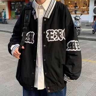 Hàn Quốc Áo Khoác Bóng Chày Thời Trang Cho Nam Nữ ÁO KhoáC ĐồNg PhụC Quá Khổ Bình Váy Cho Người Béo Black（Mẫu Mã Mỏng）