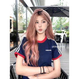 Ethelgirl Thời Trang Hàn Quốc Ba Thanh Cổ Tròn Mỏng Tay Ngắn Áo Thun Nữ Quần Áo Top