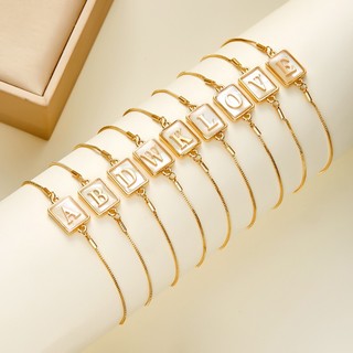 18k Vàng Phát Sáng 26 Chữ Vỏ Vòng Tay Thời Trang Nam Nữ Kéo Có Thể Điều Chỉnh Vòng Tay Trang Sức Quà Tặng Đảng