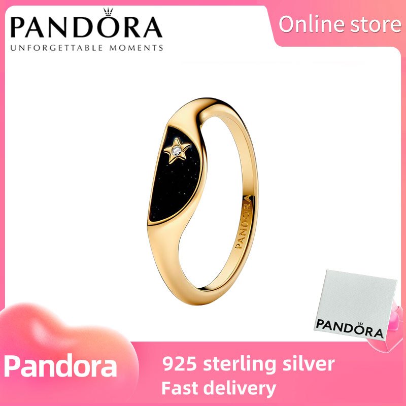 PANDORA bạc S925 [163325C01] Nhẫn ký hiệu tráng men một nửa Pandora ME