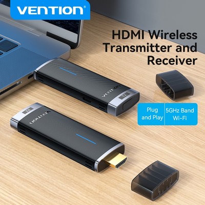 Bộ phát và thu HDMI không dây Vention, Bộ mở rộng HDMI không dây di động Hỗ trợ Bộ chuyển đổi HDMI 2.4 / 5GHz để phát Video từ máy tính xách tay / PC sang màn hình / Máy chiếu /