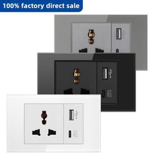 VISWE ổ cắm ổ cắm usb c ổ cắm 3 lỗ ổ cắm màu đen ổ cắm màu trắng ổ cắm màu xám,118*72mm Tấm kính