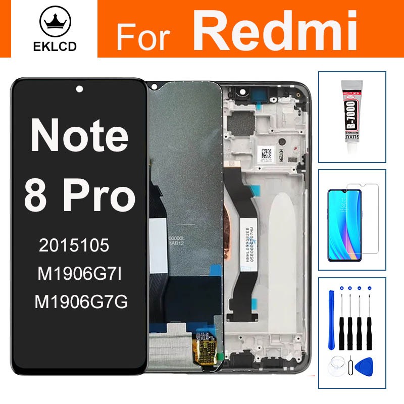 Dành Cho Xiaomi Redmi Note 8 Pro M1906G7I M1906G7G Màn Hình LCD Bộ Số Hóa Màn Hình Cảm Ứng Có Khung