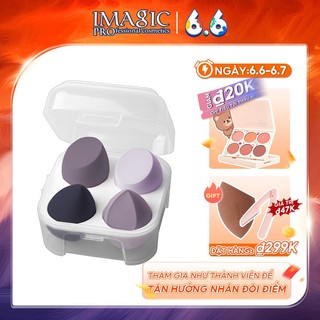 Set 4 bông mút trang điểm IMAGIC sử dụng khô mềm mại không hút phấn kèm hộp đựng