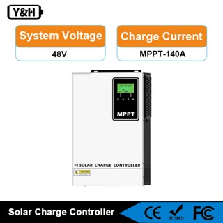 Y&H Bộ điều khiển sạc năng lượng mặt trời 140A MPPT Bộ điều chỉnh pin 48V với đầu vào điện áp cao LCD PV MAX 500V cho bộ sạc pin lưu trữ năng lượng 48V AMG, ngập nước, LI, người dùng