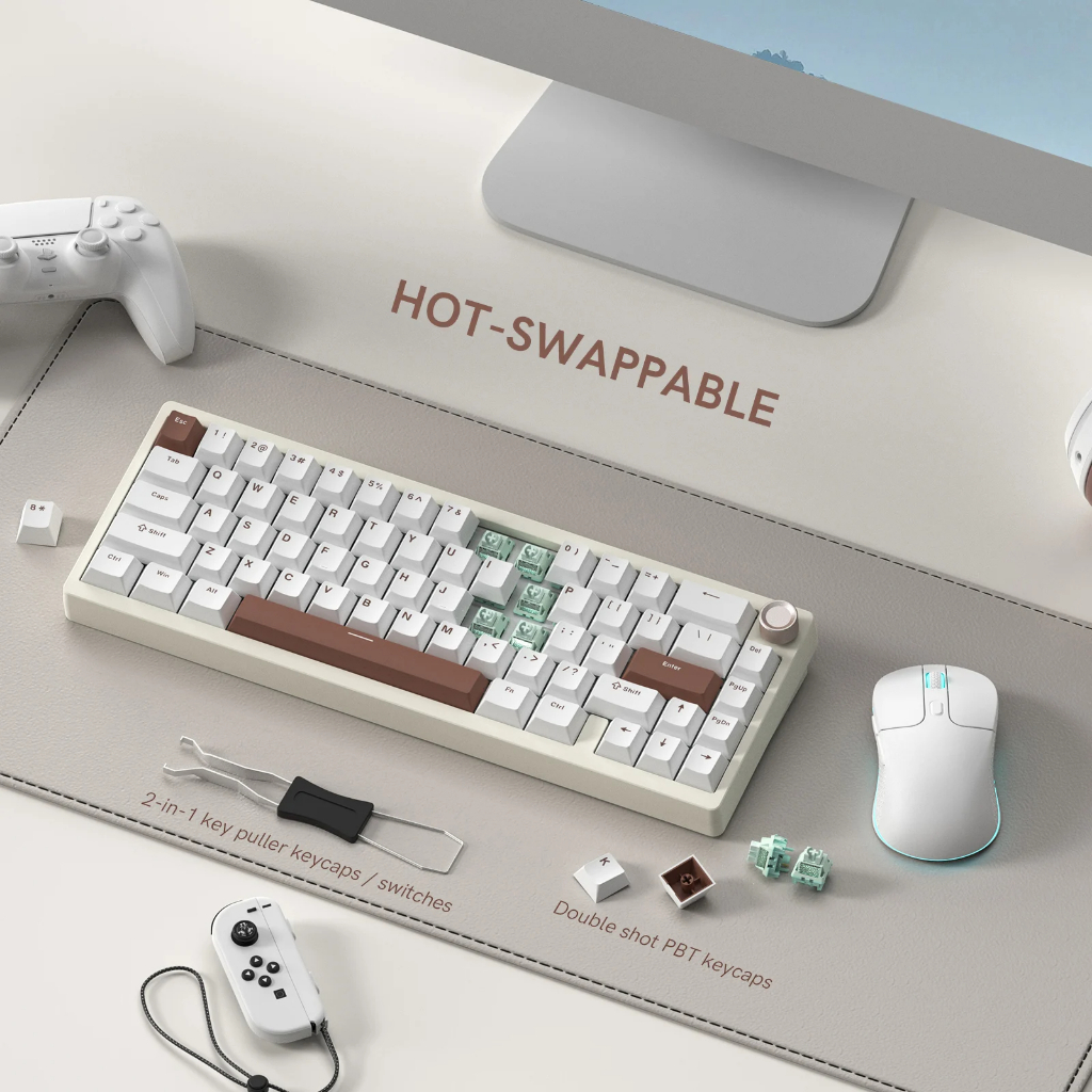 Bàn phím cơ không dây WOMIER SK65 QMK / VIA có núm 65% Đệm Nhôm 3 chế độ Bàn phím có thể gập lại nóng cho PC Máy tính xách tay | BigBuy360 - bigbuy360.vn