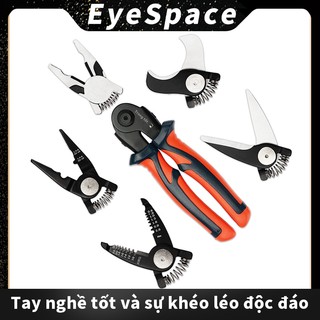 Bộ dụng cụ 5 trong 1 bao gồm Kéo Cắt Dây, Kéo Bóc Dây, Kéo Nối Dây, Kéo Đa Năng và Lược Đa Năng.