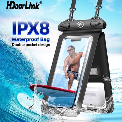 Túi Đựng Điện Thoại Hdoorlink Móc Đôi Chống Thấm Nước Túi Điện Thoại Túi IPX8 Bảo Quản Dưới Nước Đi Biển Bơi Lặn