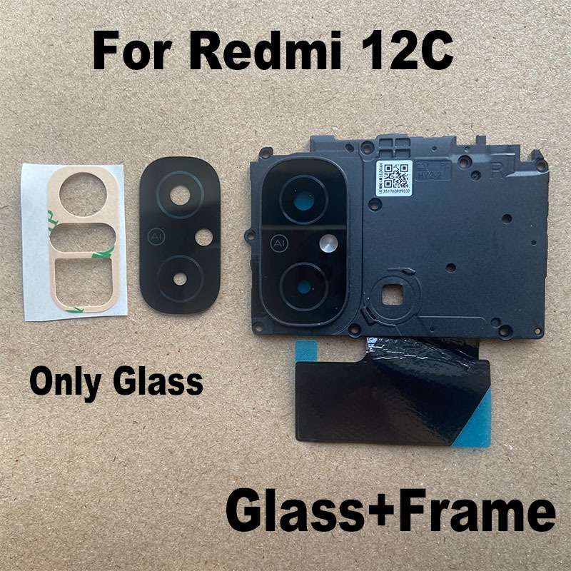 Dành Cho Xiaomi Redmi 12C Mặt Sau Ống Kính Camera Kính Phía Sau Có Khung Bao Keo Dán Keo Dán Thay Th