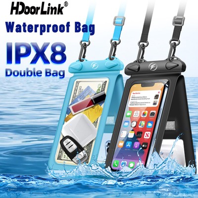 Hdoorlink Móc Đôi Chống Thấm Túi đựng điện thoại IPX8 Trong Suốt Vỏ Điện Thoại Di Động Màn Hình Cảm Túi Túi Bảo Quản Dưới Nước Đi Biển Bơi Lặn