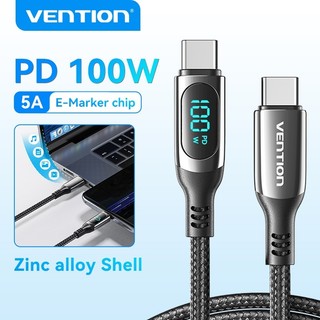Cáp vention 100w usb c màn hình kỹ thuật số sạc nhanh loại c sang usb c cáp dữ liệu 5a qc 4.0