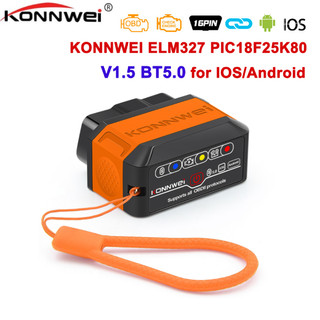 Konnwei kw906 elm327 v1.5 đầu đọc mã pic18f25k80 obd2 máy quét bluetooth 5.0 cho android / ios elm 327 obd 2 công cụ chẩn đoán ô tô