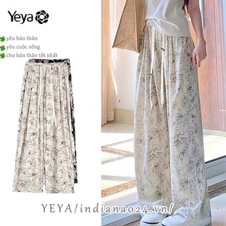  Yeya Quần Dài Ống Rộng Thẳng Vải Lụa Lạnh Họa Tiết Thổ Cẩm Phong Cách Mới Cỡ Lớn Thiết Kế mopping 