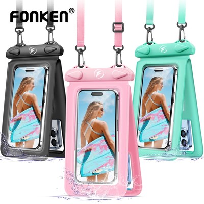 Ốp điện thoại đôi chống nước Fonken IPX8 Túi đựng điện thoại bơi Móc đôi Dây buộc Vỏ điện thoại thông minh