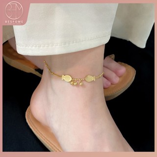 Besfome Hạt Tròn Liên Kết Dây Xích Vòng Chân Mạ Vàng Trang Sức Thời Trang Vòng Cổ Bóng Cá Mặt Dây Chuyền Vòng Cổ Cho Nữ