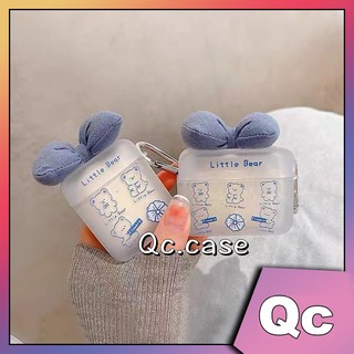 「 Qc 」 Vỏ airpod hình nơ xanh ba chiều hoạt hình hình hình gấu dễ thương hộp đựng airpod hộp đựng airpod 2 hộp đựng airpod 3 hộp đựng airpod Pro hộp đựng airpod Pro 2 vỏ tpu mềm chống rơi nước