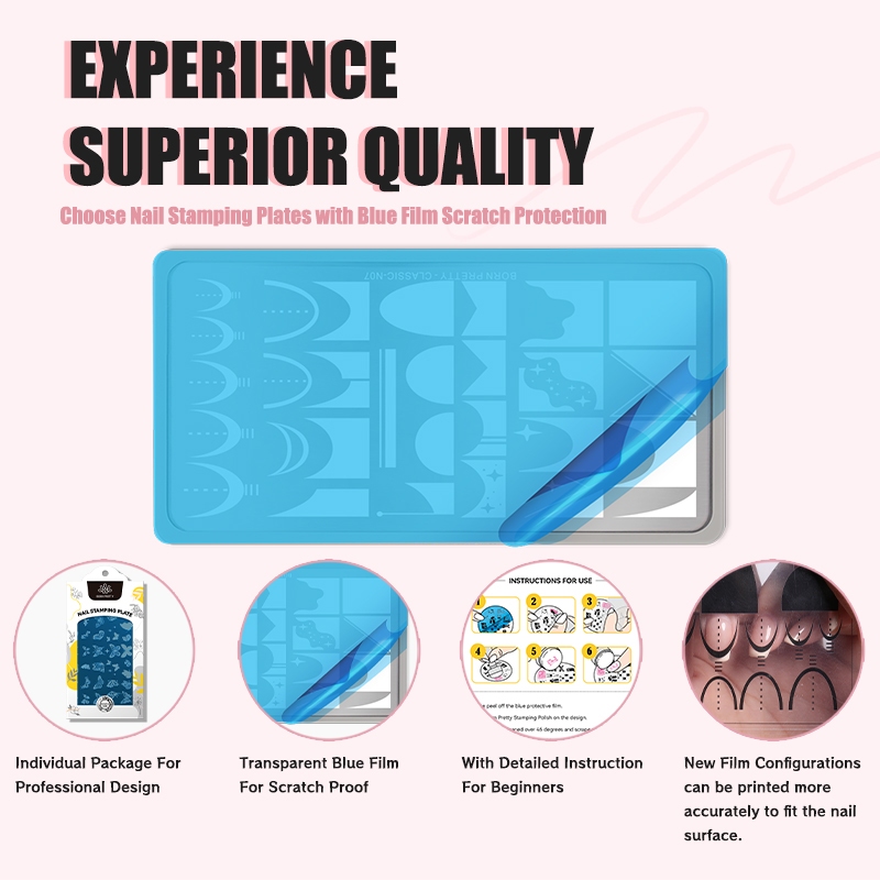 Khuôn BORN PRETTY họa tiết hoa lá xinh xắn tiện dụng trang trí móng tay