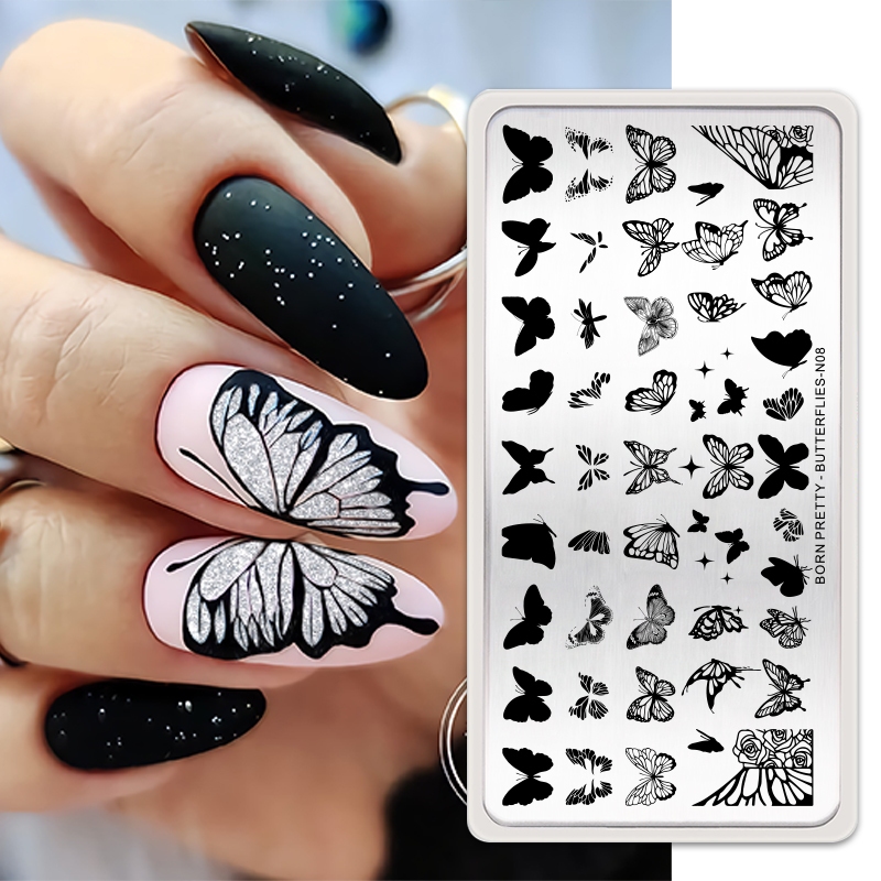 Khuôn BORN PRETTY họa tiết hoa lá xinh xắn tiện dụng trang trí móng tay