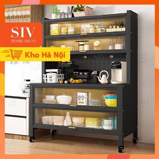 SIV Tủ bếp Tủ bát đĩa Kệ bếp Tủ bếp tối giản Kệ bếp đa năng Kệ lưu trữ nhà bếp Kệ lò vi són