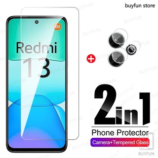 Phim bảo vệ ống kính máy ảnh 2in1 cho Xiaomi Redmi 13 12 12c 13c A3 4G 5G bảo vệ màn hình kính cường lực