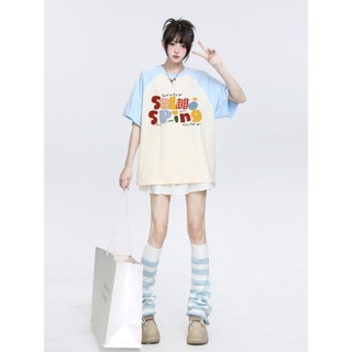 local brand Cửa hàng0942phông nữ cổ tròn. áo thun nữ mùa hè 2024. áo thun lỏng lẻo nữ hai màu .Mã kiểu dáng Y