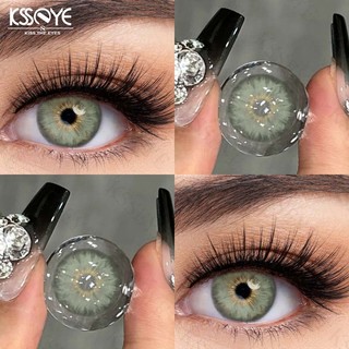 2 chiếc Ống kính tiếp xúc màu 14.0mm Kích thước nhỏ 2024 Phong cách mới Dòng Siri Sử dụng hàng năm Màu xanh lá cây Nâu