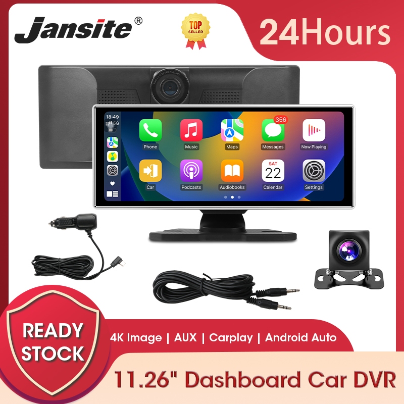 Jansite 4K Lái Xe Đầu Ghi Hình Ô Tô Gương Chiếu Hậu Video Player Không Dây Carplay Và Android Tự Độn