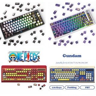 One Piece Harry Potter Pudding Keycap ASA Profile PBT Truyền ánh sáng bốn mặt Thuốc nhuộm thăng hoa Bàn phím cơ Keycaps Màu hồng dễ thương Punk 116 Phím Pudding Keycap