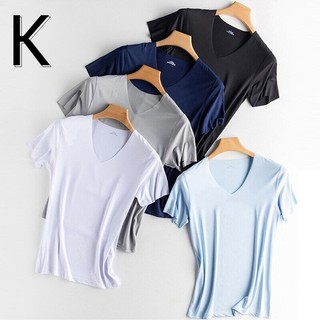 Mùa hè Mỏng Ice Silk Tay Ngắn Nam Mùa Hè Thoáng Khí Thoải Mái Nhanh Khô Áo Thun Nam Cổ Chữ V
