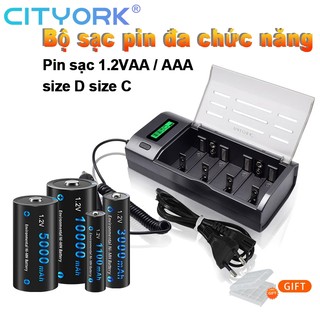Sạc pin đa năng dùng cho pin aa aaa 9v c d tính năng sạc nhanh, tự ngắt, đèn báo lcd